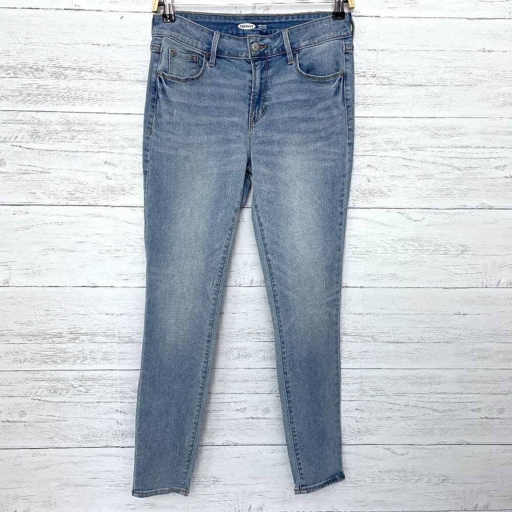 Old Navy Women's Jeans Rockstar Super Skinny Light Wash Straight Leg size 4